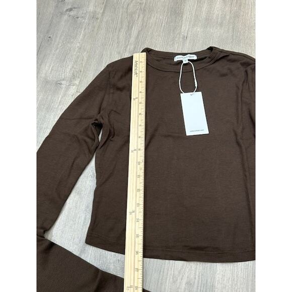 NWT Cotton Citizen Womens Verona Ribbed Crop Top Long Sleeve Knit Brown Size M - Picture 8 of 8